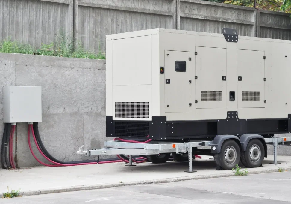 A trailer with an electric generator attached to it.